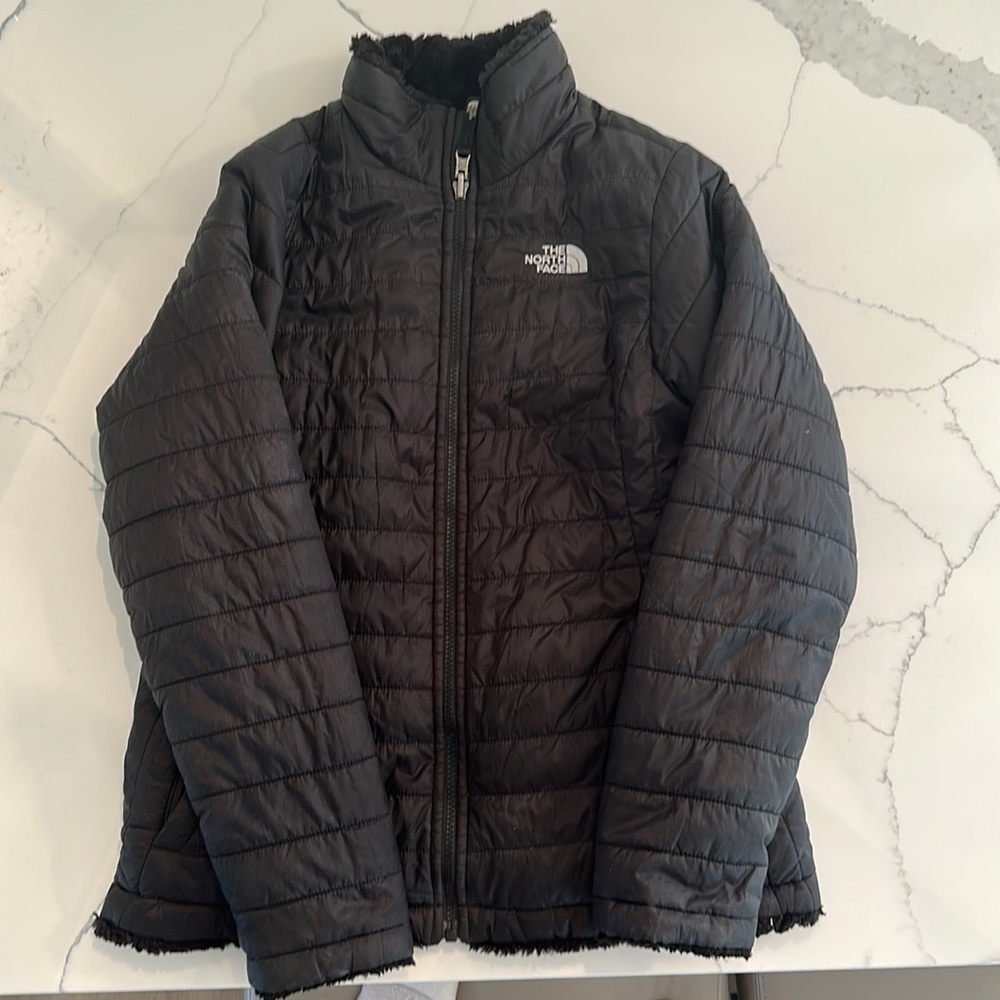 Girls XL Northface reversible winter jacket- black